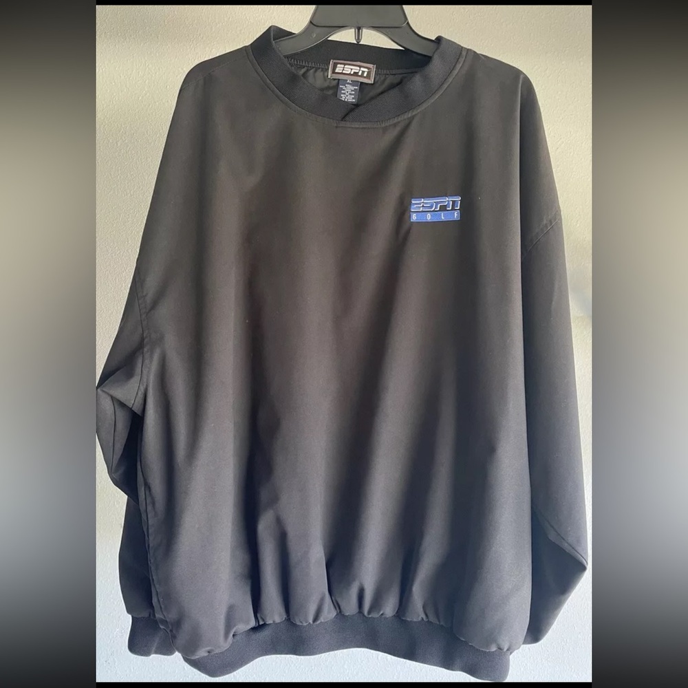Vintage ESPN Golf Black Pullover Size XL Men’s V-Neck Windbreaker